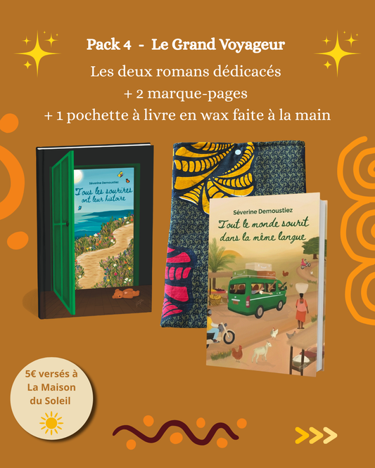 Pack 2 romans + 1 pochette en wax artisanale + 2 marque-pages